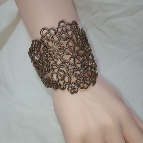 None Jewelry - Vintage Filigree Bracelet Victorian Edwardian Art Deco Fashion Jewelry Gothic